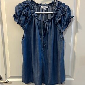 Blue Ruffled Top